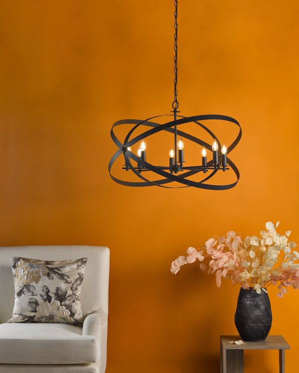 Nitya 8 Light Pendant Matt Black - Image 6