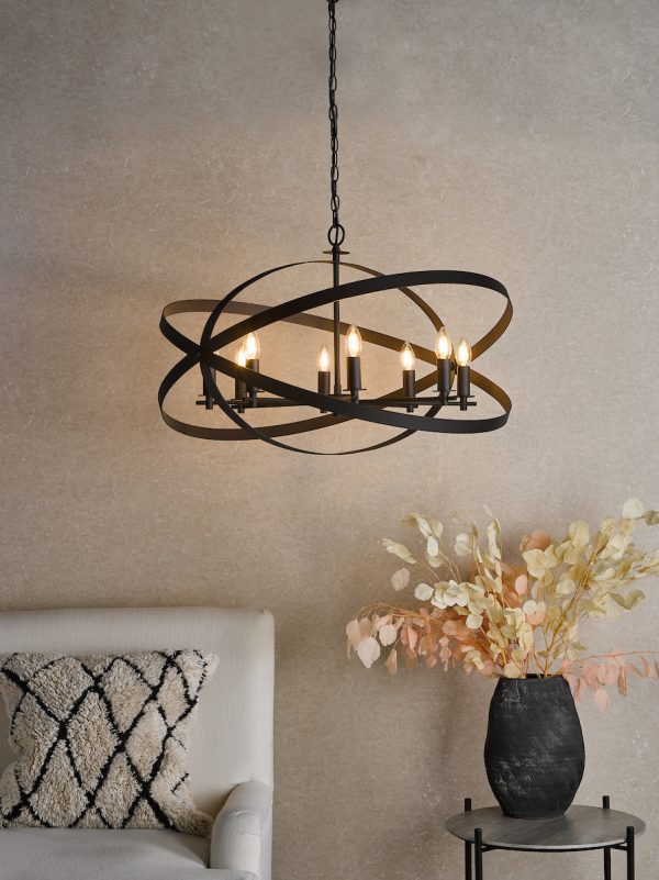Nitya 8 Light Pendant Matt Black - Image 7