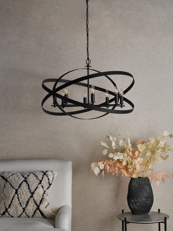 Nitya 8 Light Pendant Matt Black - Image 8