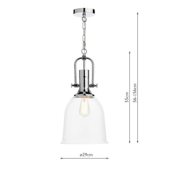 Nolan 1 Light Pendant Polished Chrome/ Clear - Image 6