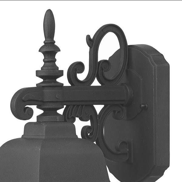 Norfolk Outdoor Wall Light Black Glass IP43 - Image 2