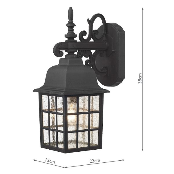 Norfolk Outdoor Wall Light Black Glass IP43 - Image 4