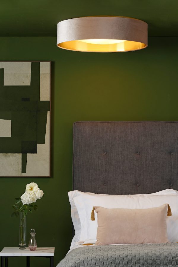 Nysa 3 Light Flush Velvet Taupe Shade 60cm - Image 6
