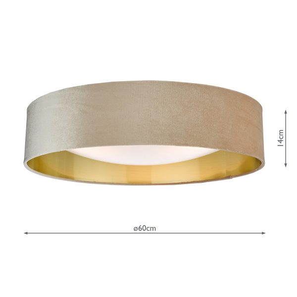 Nysa 3 Light Flush Velvet Taupe Shade 60cm - Image 8