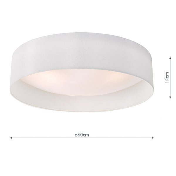 Nysa 3 Light Flush White Faux Silk 60cm - Image 5