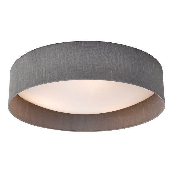Nysa 3 Light Flush Grey Faux Silk 60cm