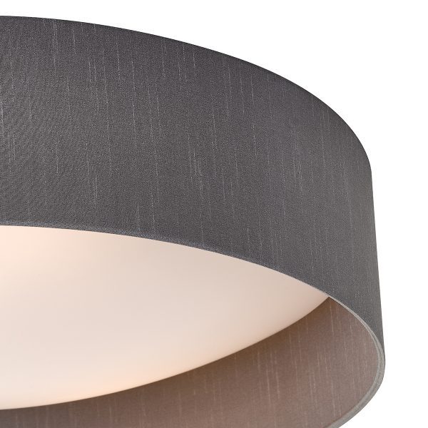 Nysa 3 Light Flush Grey Faux Silk 60cm - Image 4