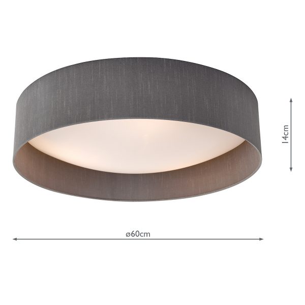 Nysa 3 Light Flush Grey Faux Silk 60cm - Image 5