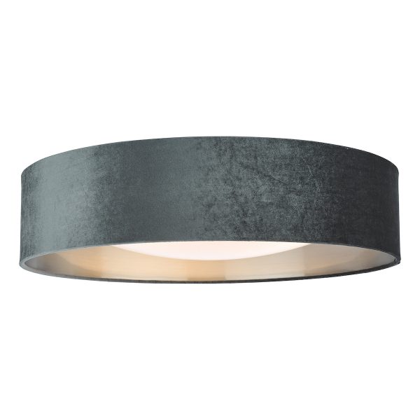 Nysa 3 Light Flush Velvet Dark Grey Shade 60cm