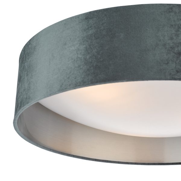 Nysa 3 Light Flush Velvet Dark Grey Shade 60cm - Image 4