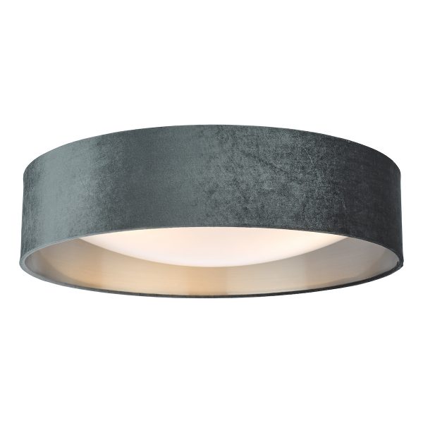 Nysa 3 Light Flush Velvet Dark Grey Shade 60cm - Image 5