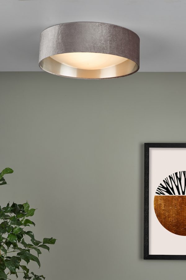 Nysa 2 Light Flush Velvet Mink Shade 40cm - Image 6