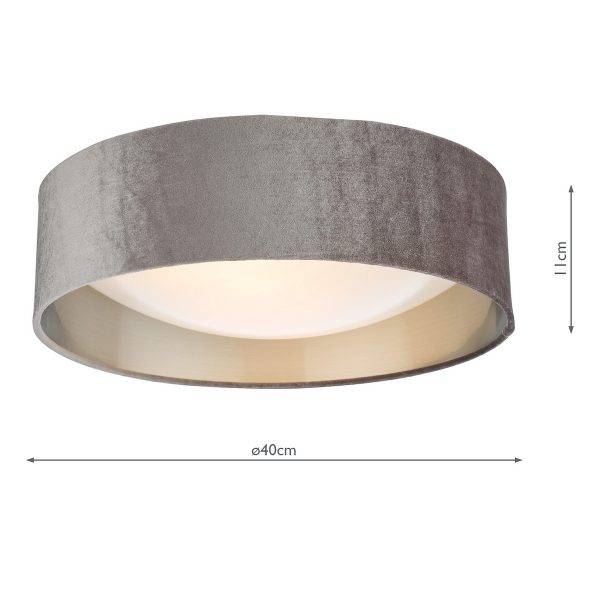 Nysa 2 Light Flush Velvet Mink Shade 40cm - Image 7