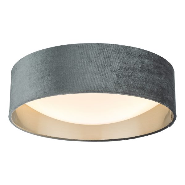 Nysa 2 Light Flush Velvet Dark Grey Shade 40cm - Image 3