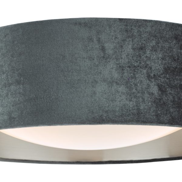 Nysa 2 Light Flush Velvet Dark Grey Shade 40cm - Image 5