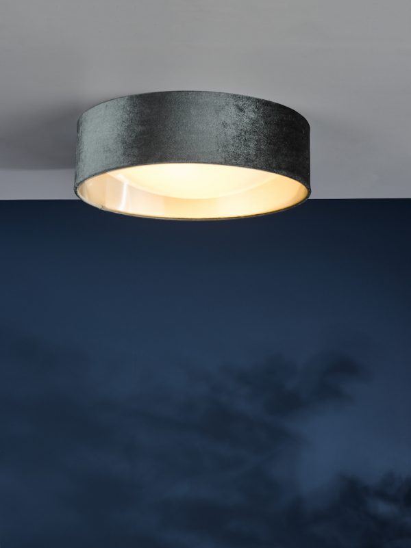Nysa 2 Light Flush Velvet Dark Grey Shade 40cm - Image 6