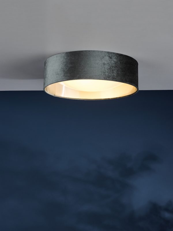 Nysa 2 Light Flush Velvet Dark Grey Shade 40cm - Image 7