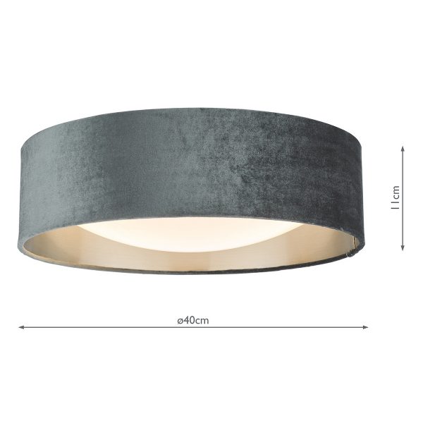 Nysa 2 Light Flush Velvet Dark Grey Shade 40cm - Image 8