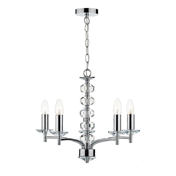 Oleana 5 Light Pendant Polished Chrome Crystal