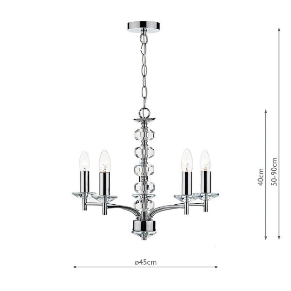 Oleana 5 Light Pendant Polished Chrome Crystal - Image 7