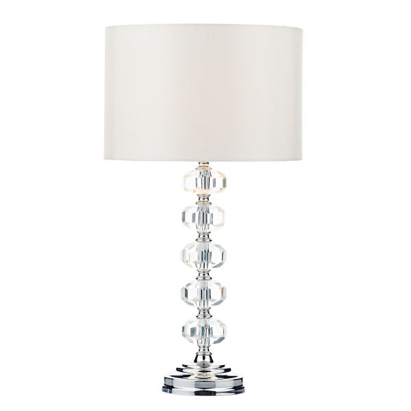 Oleana Table Lamp Polished Chrome Crystal With Shade