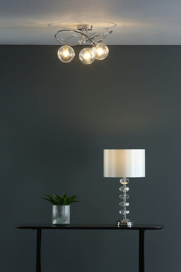 Oleana Table Lamp Polished Chrome Crystal With Shade - Image 4