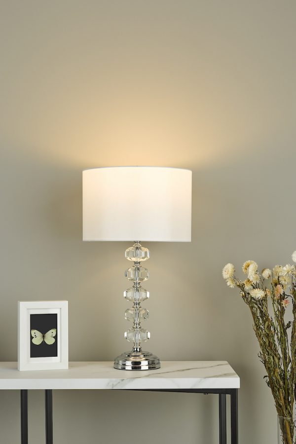 Oleana Table Lamp Polished Chrome Crystal With Shade - Image 5