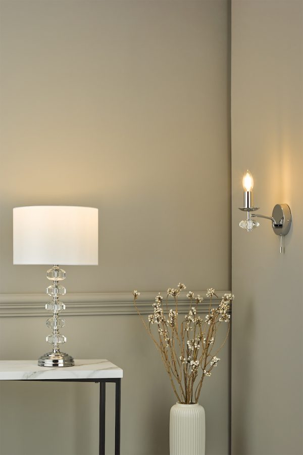 Oleana Table Lamp Polished Chrome Crystal With Shade - Image 6