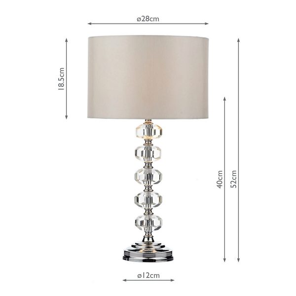 Oleana Table Lamp Polished Chrome Crystal With Shade - Image 8