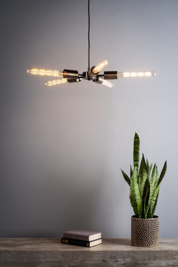 Onika 5 Light Pendant Antique Brass Matt Black - Image 6