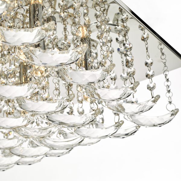 Orella 9 Light Flush Polished Chrome & Crystal - Image 3