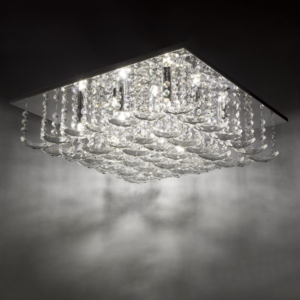 Orella 9 Light Flush Polished Chrome & Crystal - Image 4