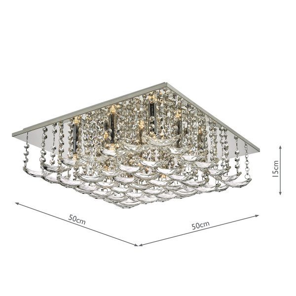 Orella 9 Light Flush Polished Chrome & Crystal - Image 5