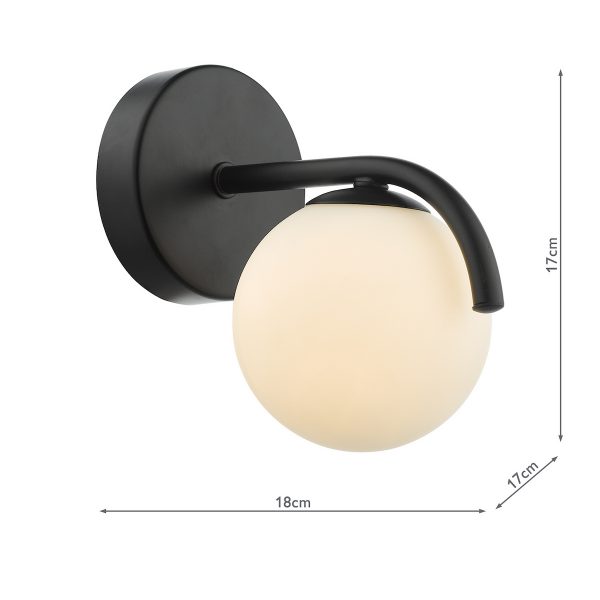 Orlena Wall Light Matt Black and Opal Glass - Image 4