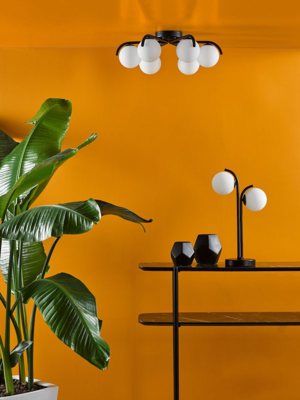 Orlena 2 Light Table Lamp Matt Black and Opal Glass - Image 7