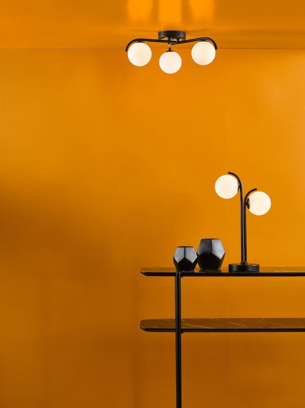 Orlena 3 Light Semi-Flush Matt Black and Opal Glass - Image 7