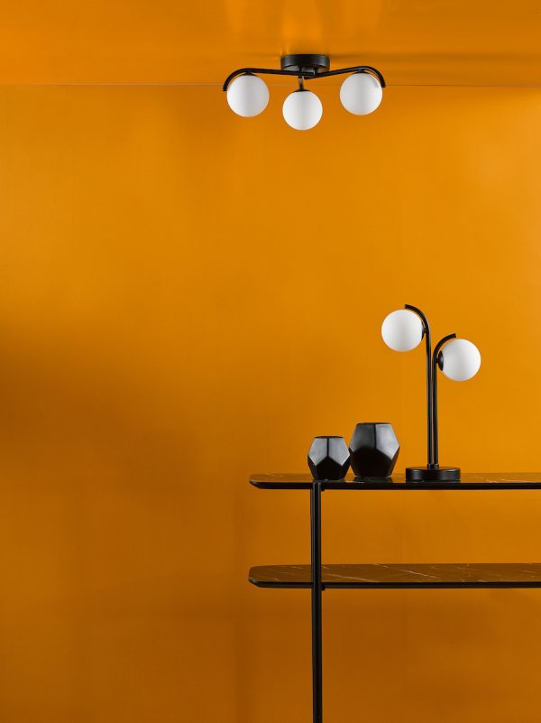 Orlena 3 Light Semi-Flush Matt Black and Opal Glass - Image 8