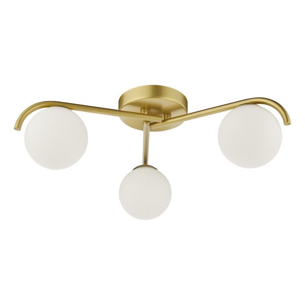 Orlena 3 Light Flush Satin Gold and Opal Glass - Image 2