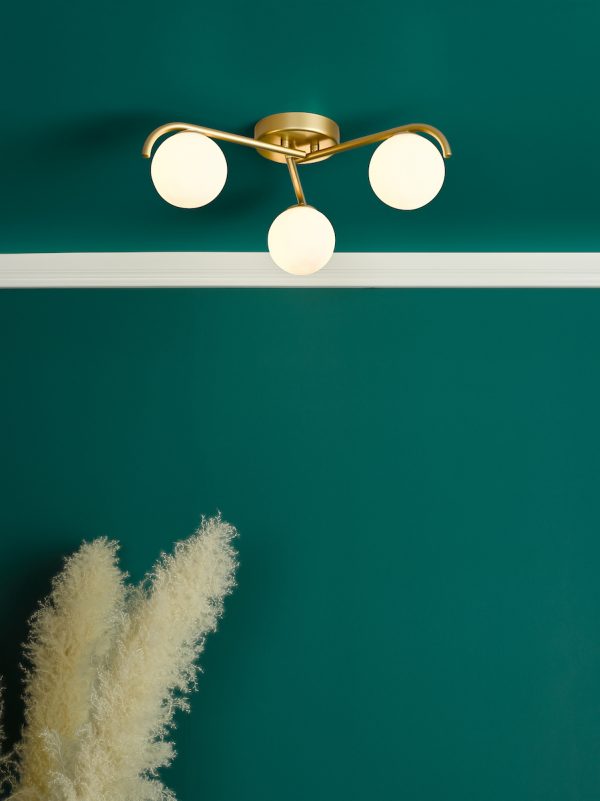 Orlena 3 Light Flush Satin Gold and Opal Glass - Image 5