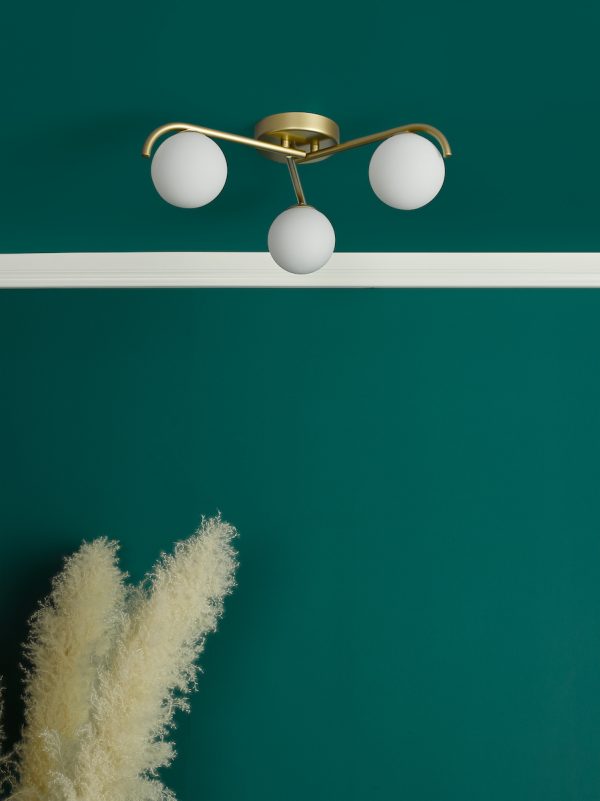 Orlena 3 Light Flush Satin Gold and Opal Glass - Image 6