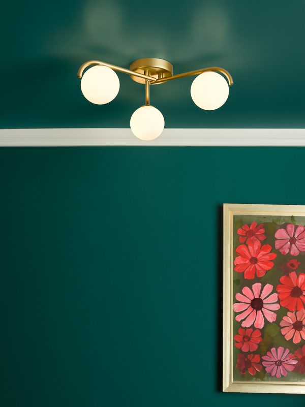 Orlena 3 Light Flush Satin Gold and Opal Glass - Image 7