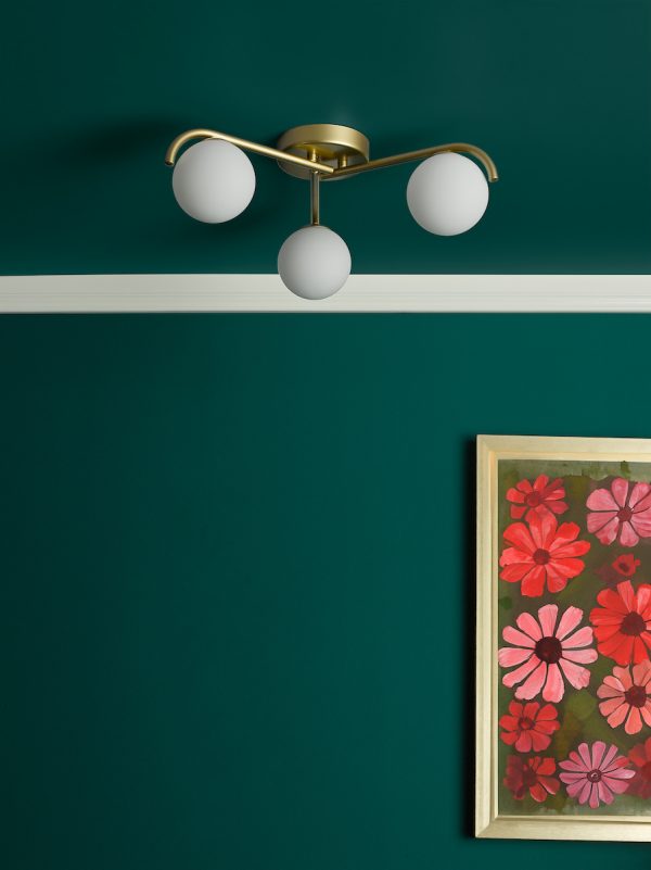 Orlena 3 Light Flush Satin Gold and Opal Glass - Image 8