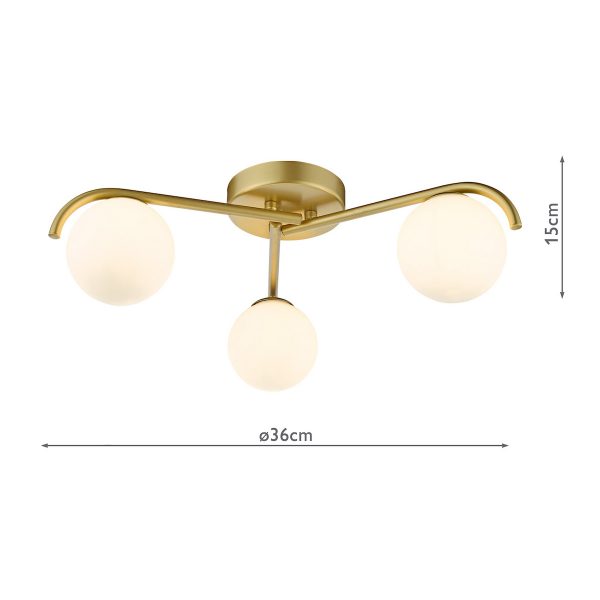Orlena 3 Light Flush Satin Gold and Opal Glass - Image 9