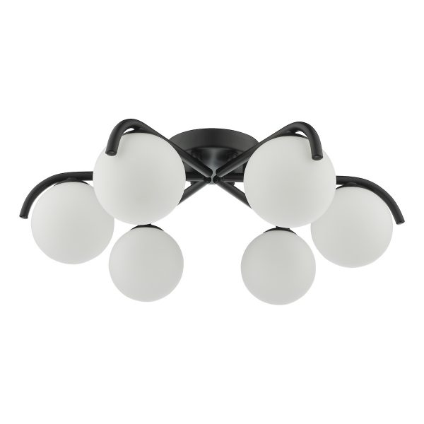 Orlena 6 Light Semi-Flush Matt Black and Opal Glass - Image 2