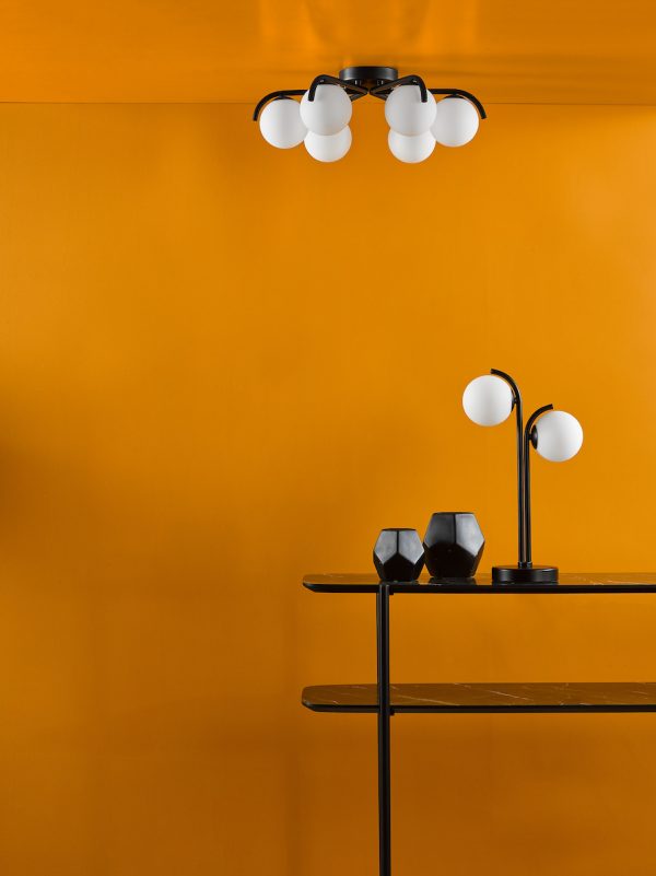 Orlena 6 Light Semi-Flush Matt Black and Opal Glass - Image 8