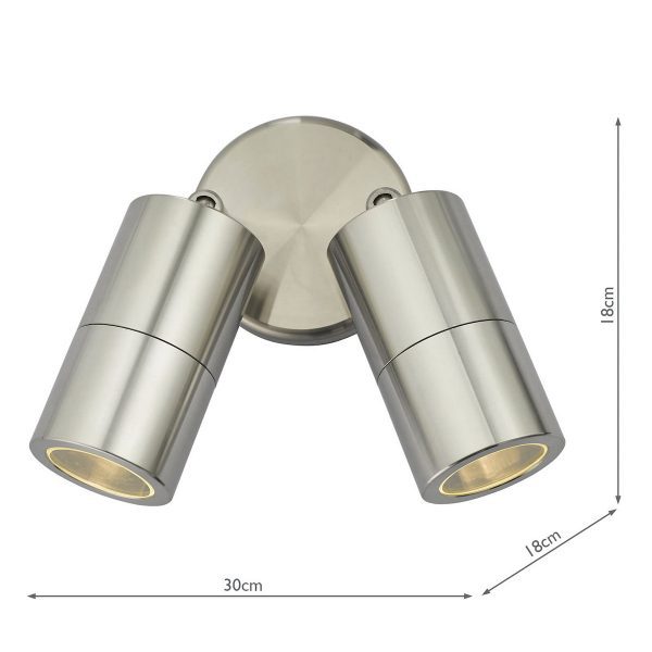 Ortega Outdoor 2 Light Wall Spotlight Aluminium IP65 - Image 3