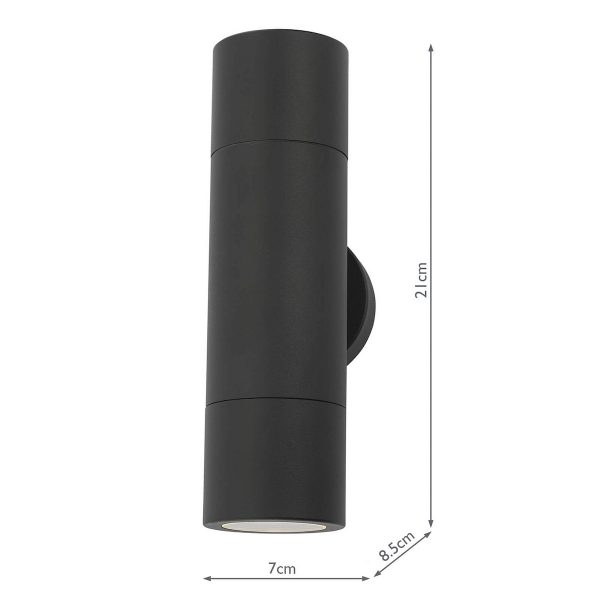Ortega Outdoor 2 Light Wall Light Matt Black IP65 - Image 5
