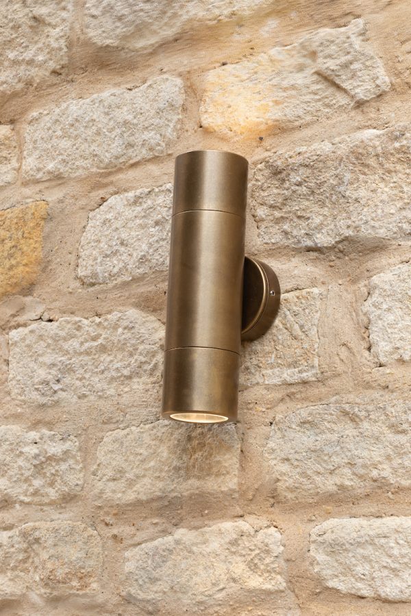 Ortega Outdoor 2 Light Wall Light Natural Brass IP65 - Image 4