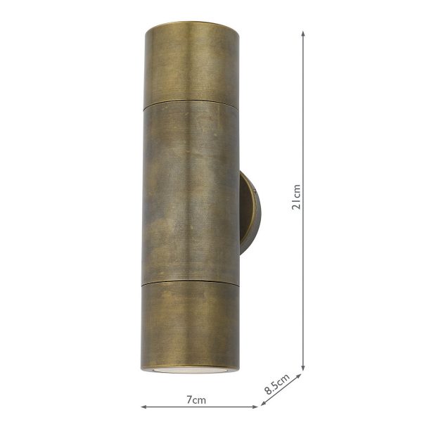 Ortega Outdoor 2 Light Wall Light Natural Brass IP65 - Image 5