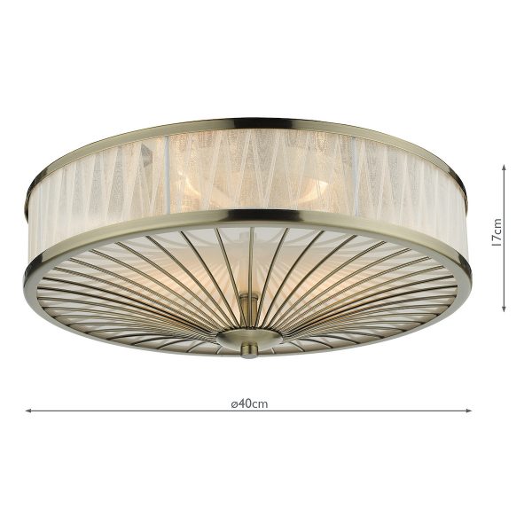 Oslo 3 Light Flush Antique Brass - Image 7